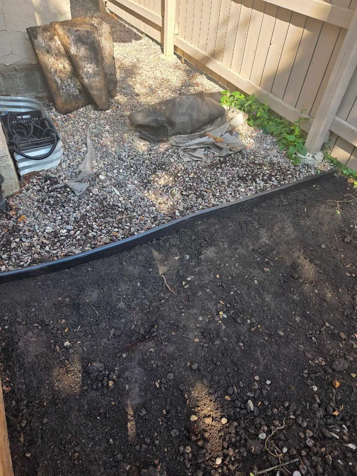Finished gravel layout and clean lawn edge